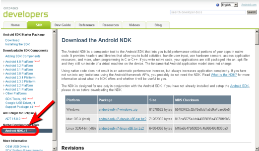 Android NDK r7 Release